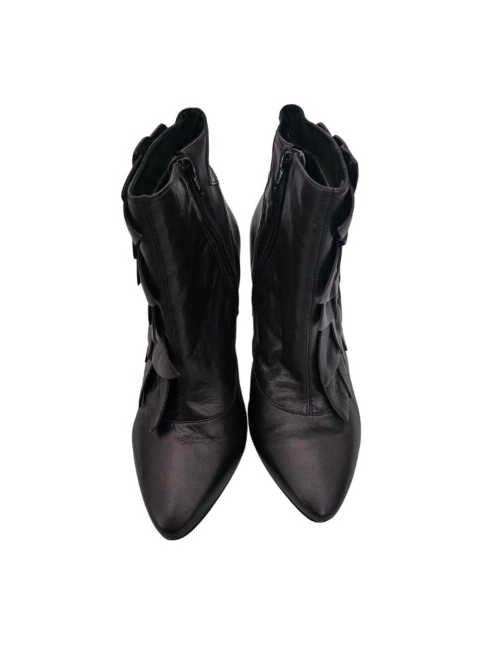 Kelsi Dagger Women's Black Leather Upper Pointed Toe Leaf Pansy Booties Size 7 ½ - Picture 4 of 14